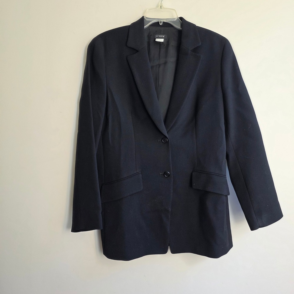 J.Crew Y2K VTG Women Black 100% Wool Blazer Jacket Made in Japan Size P12 Petite